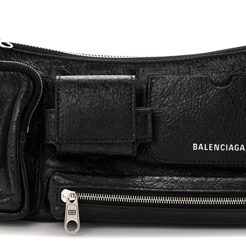 Agneau Arena Superbusy XS Sling Zip Shoulder Bag Black