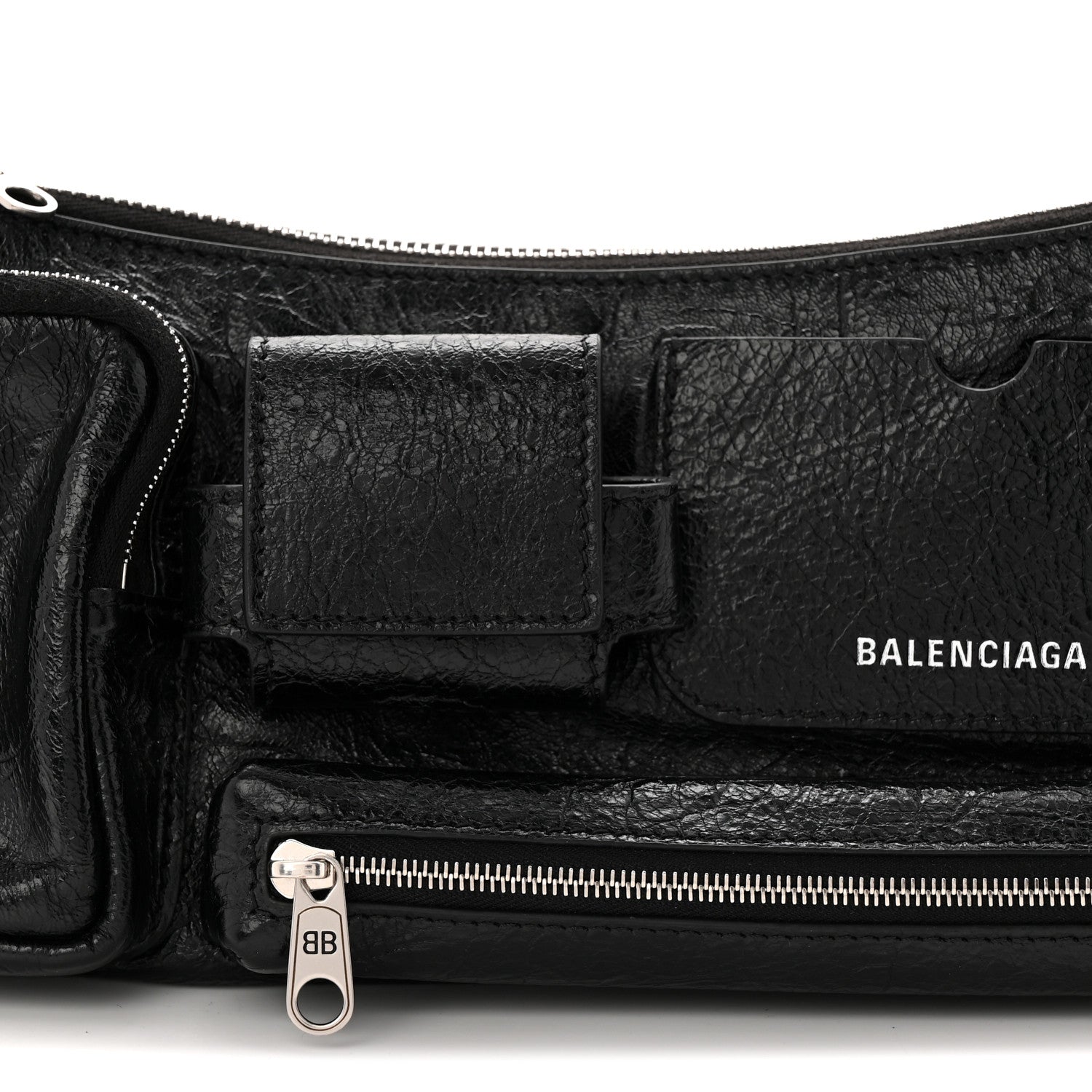 Agneau Arena Superbusy XS Sling Zip Shoulder Bag Black