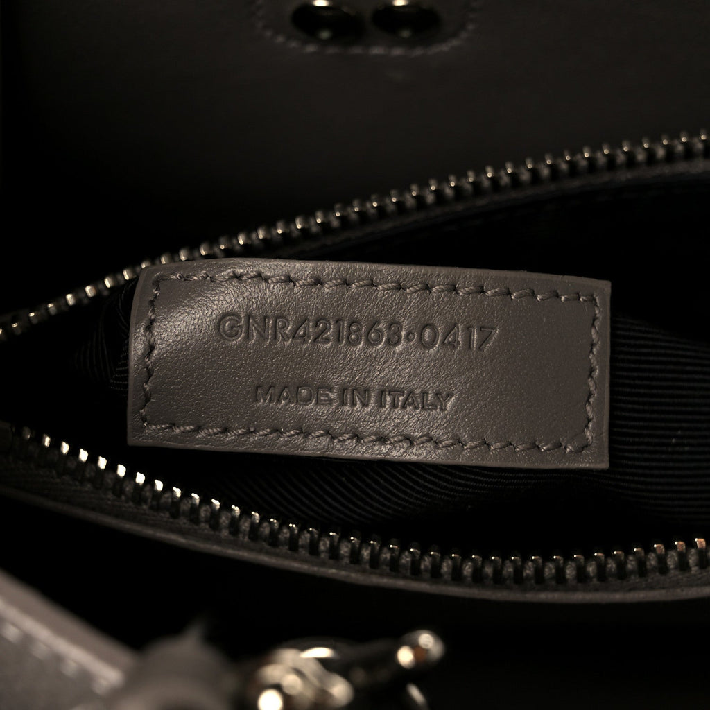 Grained Calfskin Topstich Baby Sac De Jour Grey