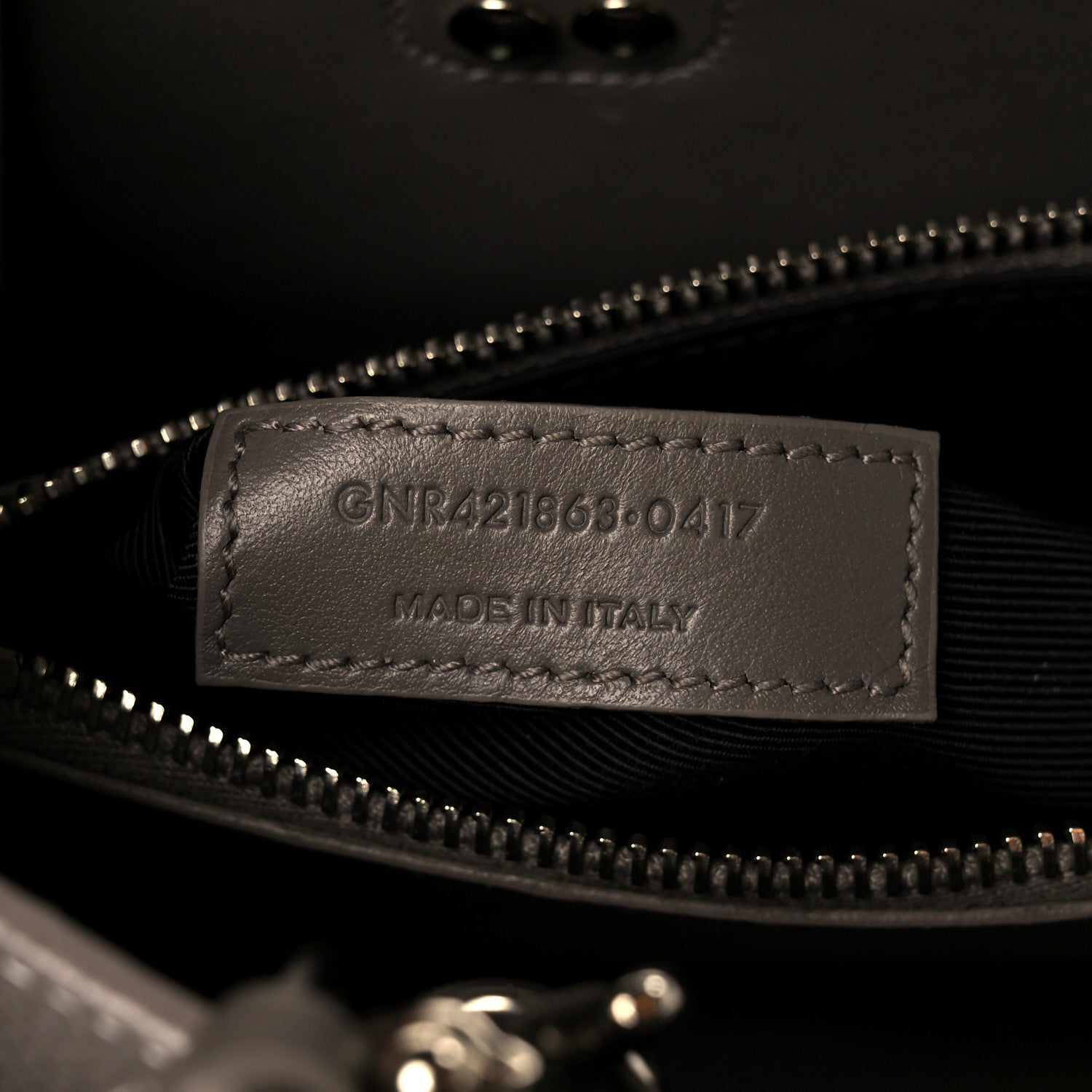 Grained Calfskin Topstich Baby Sac De Jour Grey