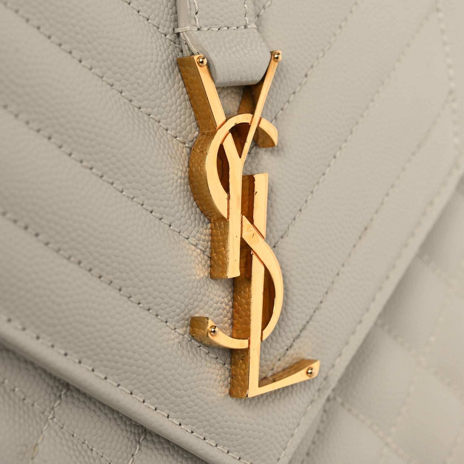 Grain De Poudre Textured Mixed Matelasse Medium Triquilt Monogram Satchel Crema Soft