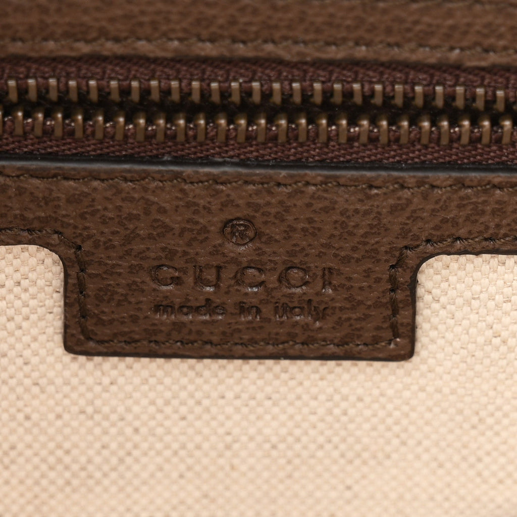 GG Supreme Monogram Textured Dollar Calfskin Web Ophidia Wristlet Shoulder Bag Beige Ebony New Acero