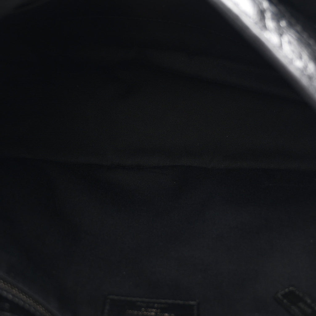 Crinkled Calfskin Matelasse Monogram Large Niki Chain Satchel Black