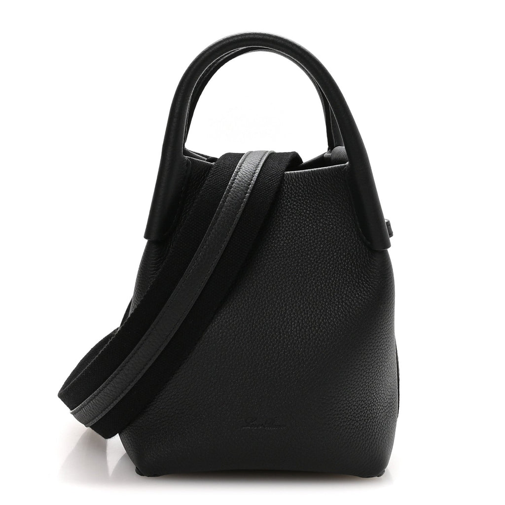 Grained Calfskin Micro Bale Bag Black