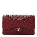 Caviar Quilted Jumbo Double Flap Burgundy