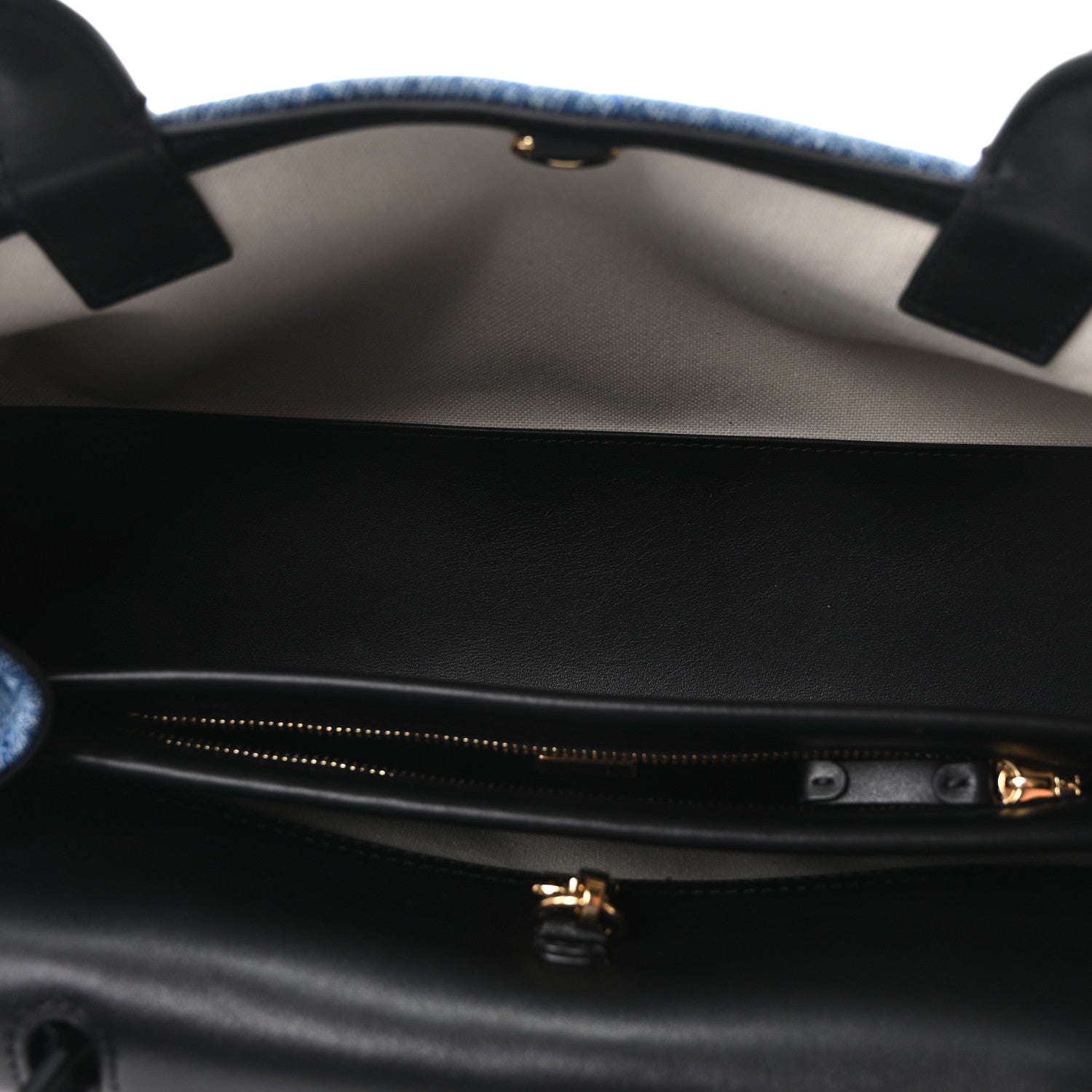 Calfskin Denim Quilted Urban Essentials Small Shopping Bag  Black Blue