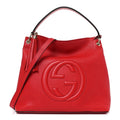 Pebbled Calfskin Large Soho Hobo Tabasco Red