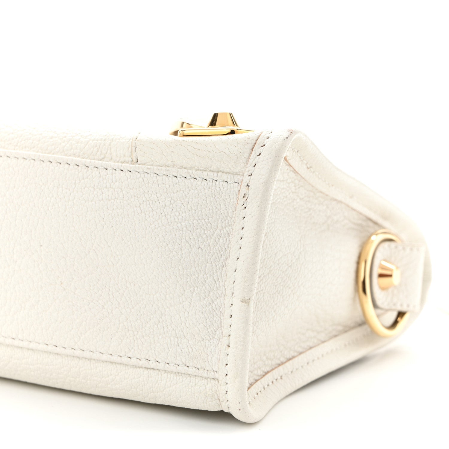 Chevre Gold Metallic Edge Hardware Mini City White