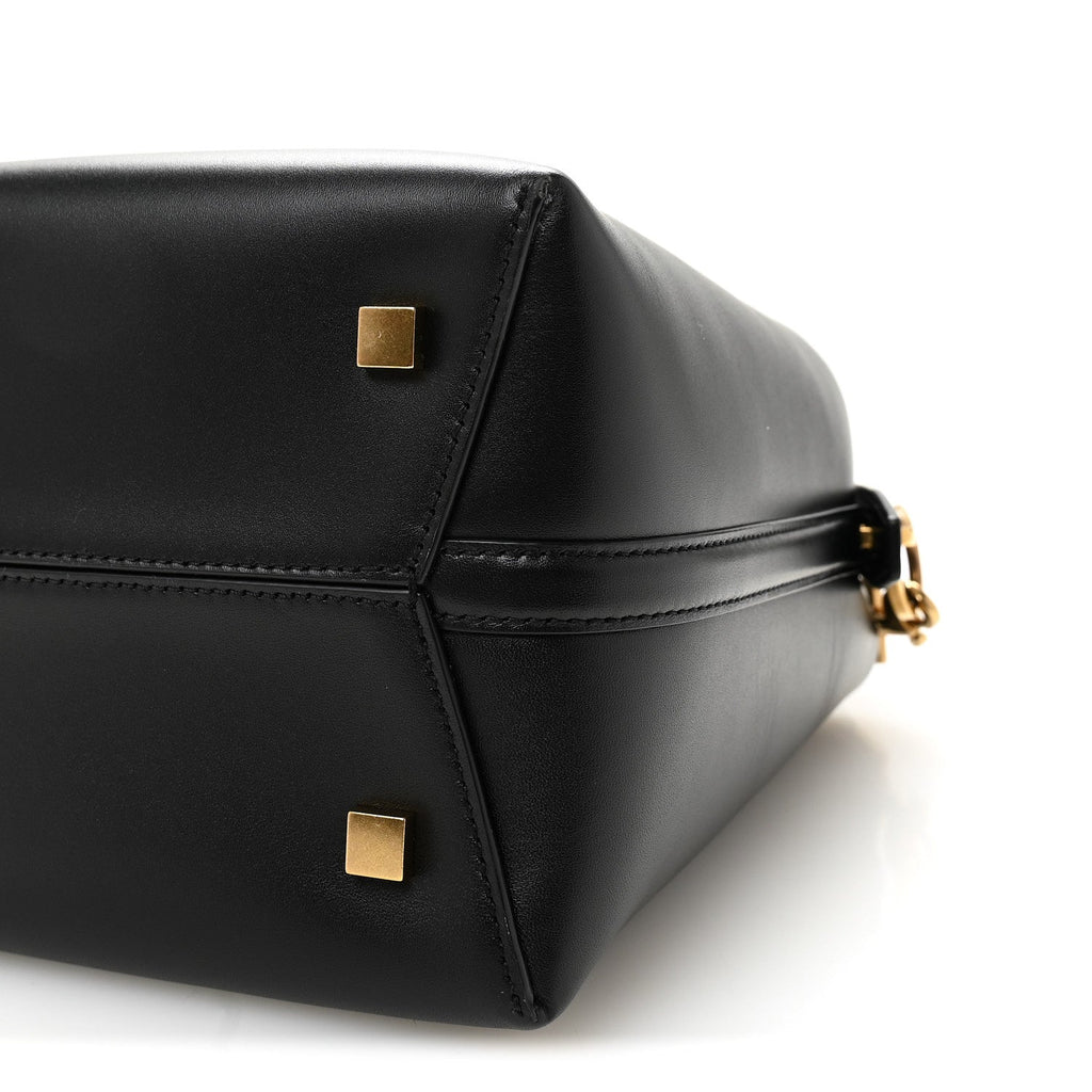 Smooth Shiny Calfskin Monogram Le 37 Small Bucket Bag Black