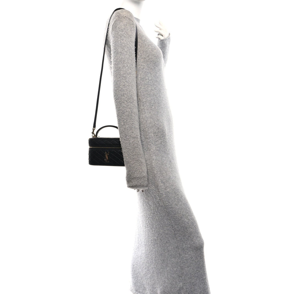 Lambskin Quilted Mini Gaby Vanity Case Black