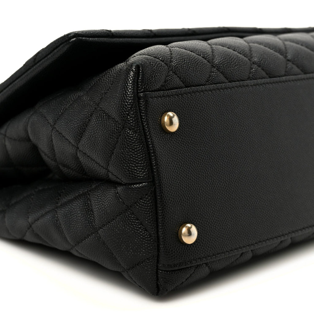 Caviar Quilted Small Coco Handle Flap Black