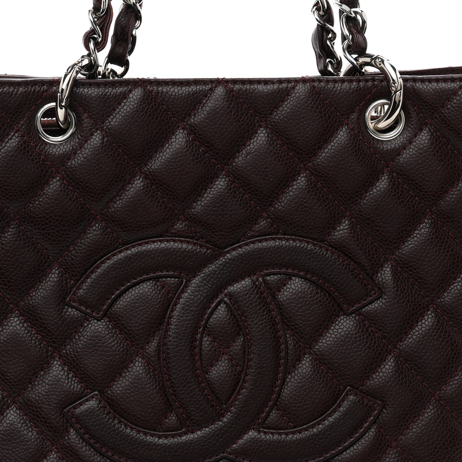 Caviar Quilted Grand Shopping Tote GST Dark Bordeaux