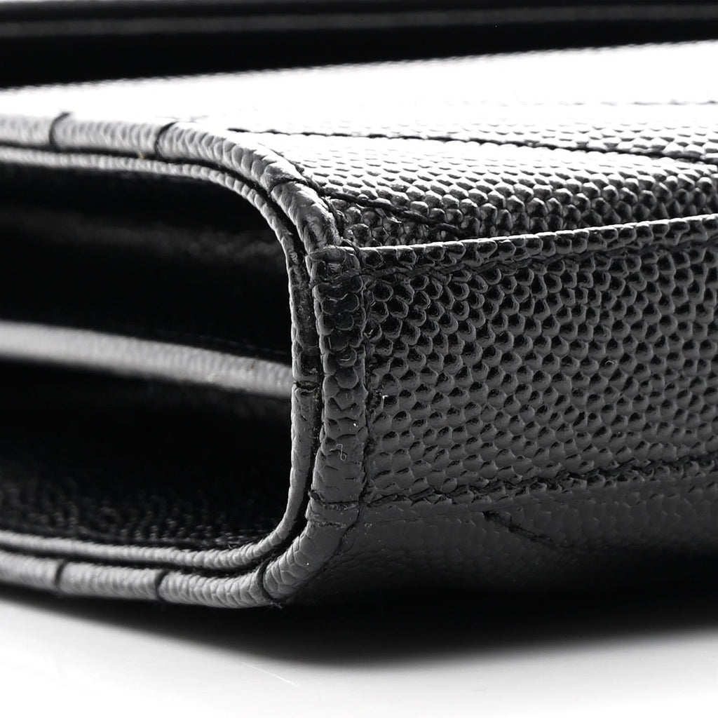 Grain De Poudre Matelasse Chevron Monogram Chain Wallet Black