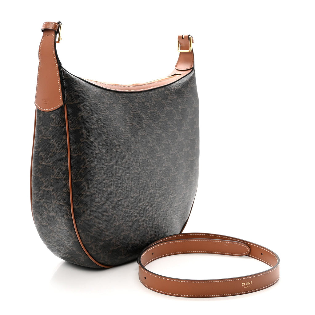 Calfskin Triomphe Canvas Heloise Shoulder Bag Tan
