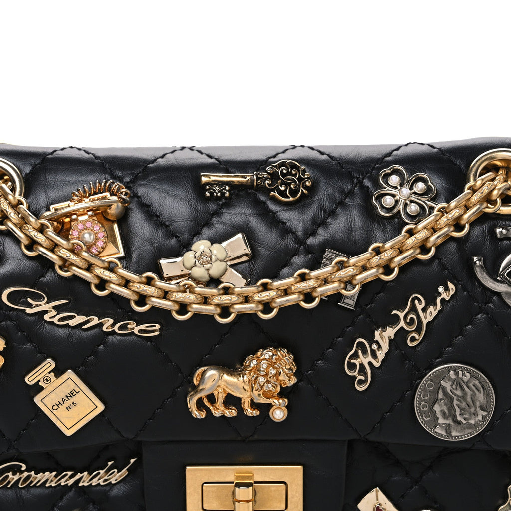 Aged Calfskin Lucky Charms 2.55 Reissue 224 Flap Black