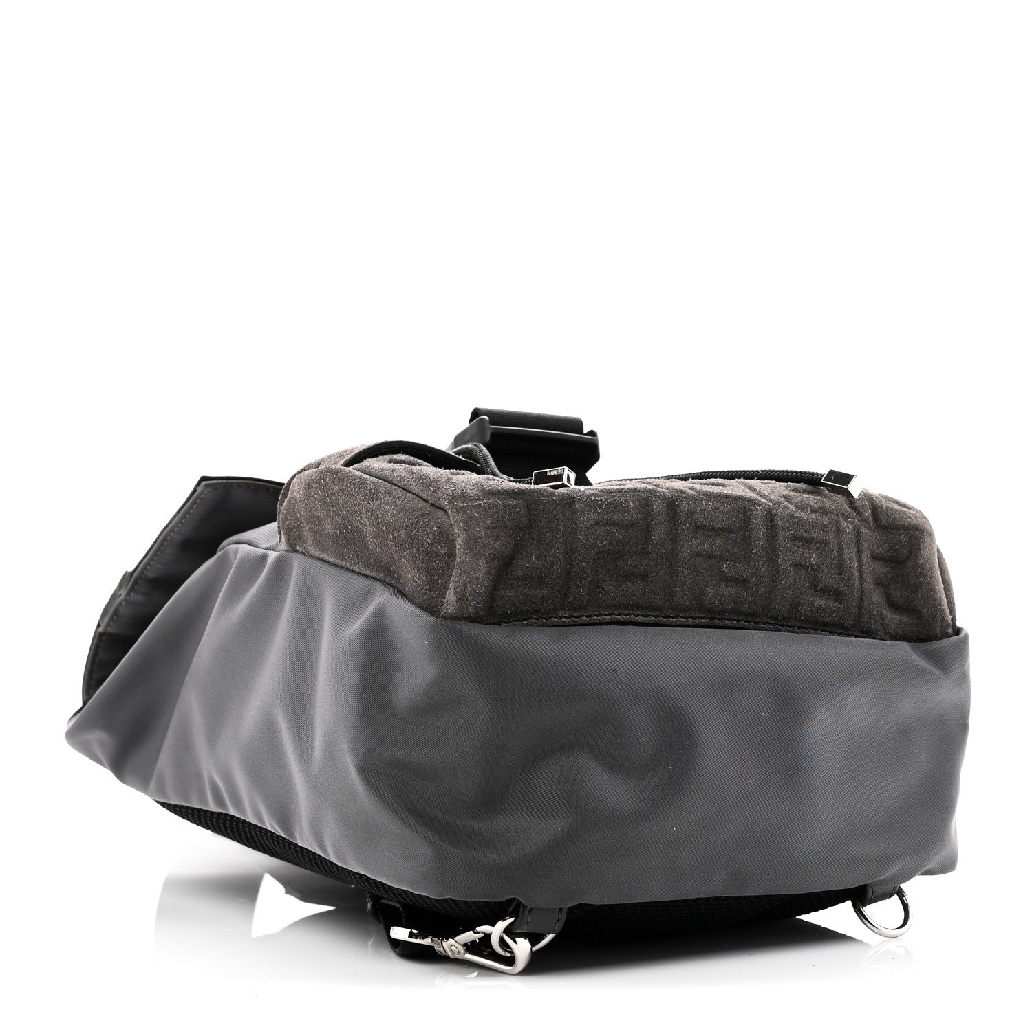 Suede Nylon Santander Cuoio Romano Bi-Color FF Embossed Small Fendiness Backpack Piombo Fango Grigio Polvere Asphalto