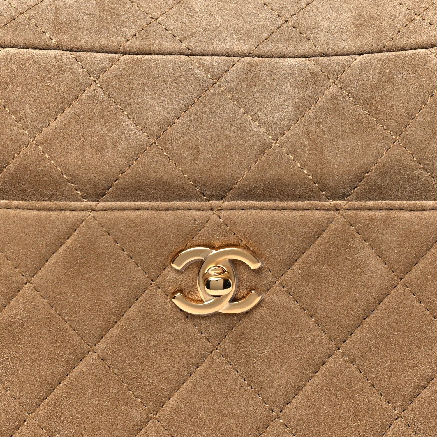 Suede Calfskin Quilted Camerissimo Case Beige