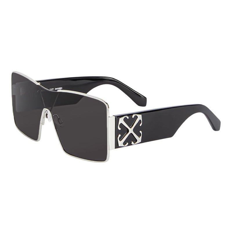 Off-White Sunglasses Shield Full Rim, Silver Frame and Dark Grey Lens OERI14GASPEN7207