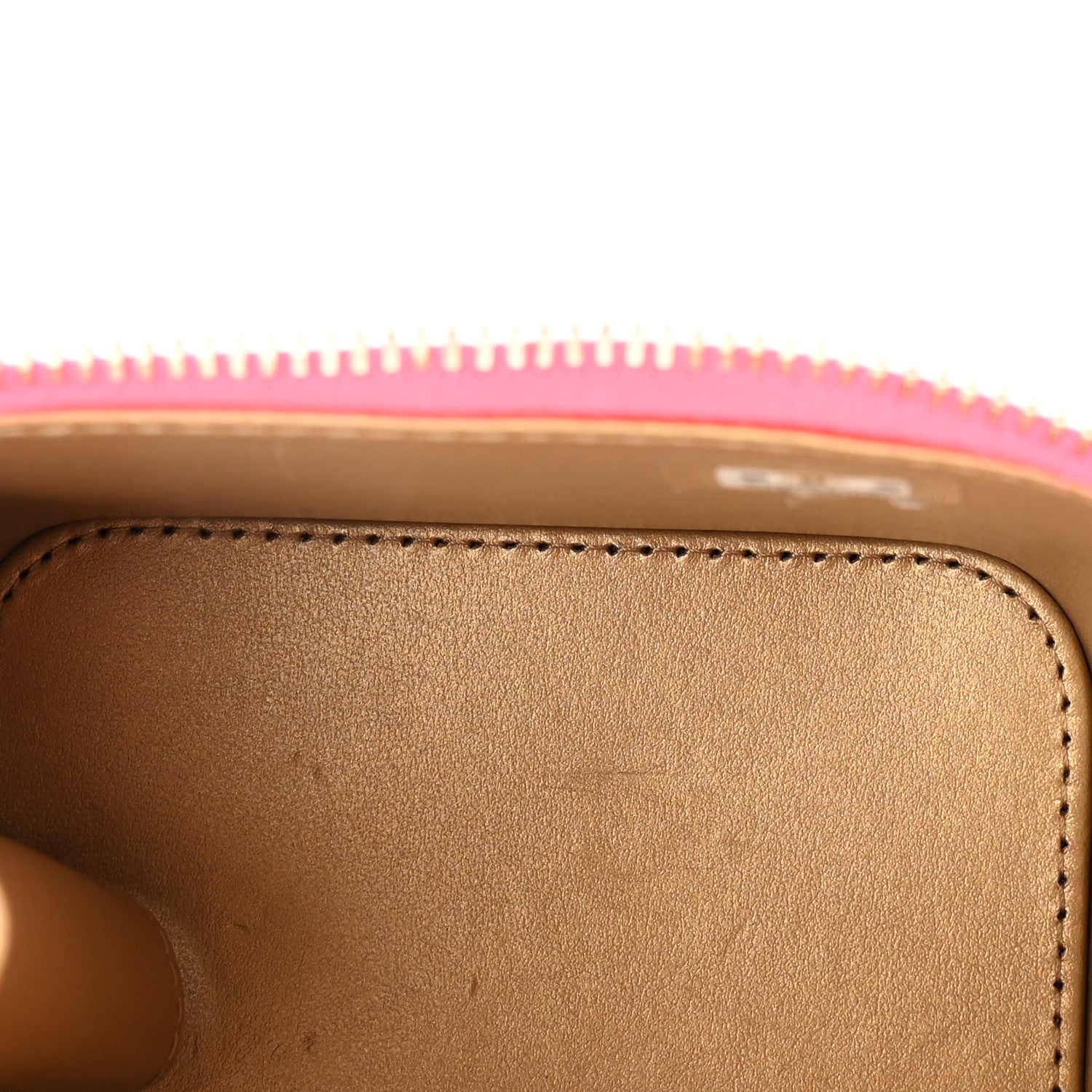 Patent Quilted Pearl Crush Mini Vanity Case With Chain Neon Pink