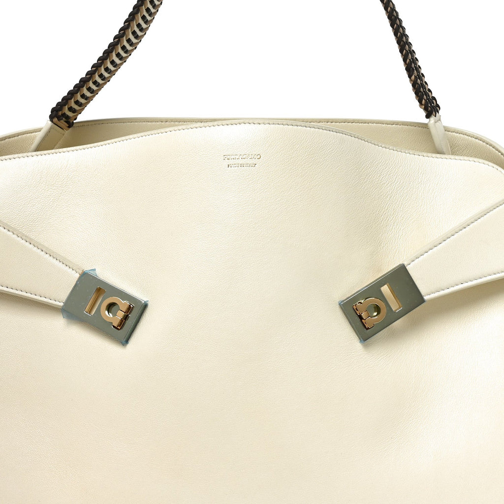 Lambskin Braided Medium Hug Bag Mascarpone