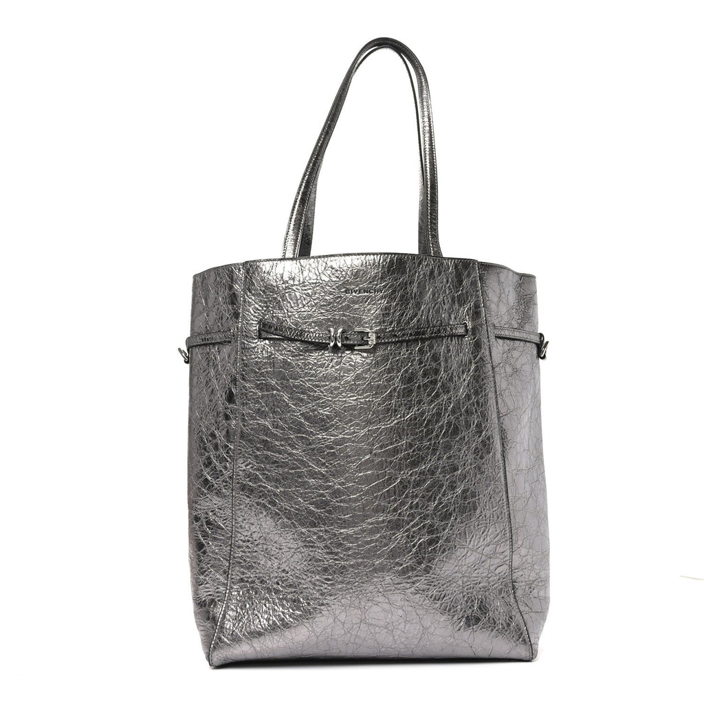 Metallic Calfskin Voyou Medium Tote Bag Silver