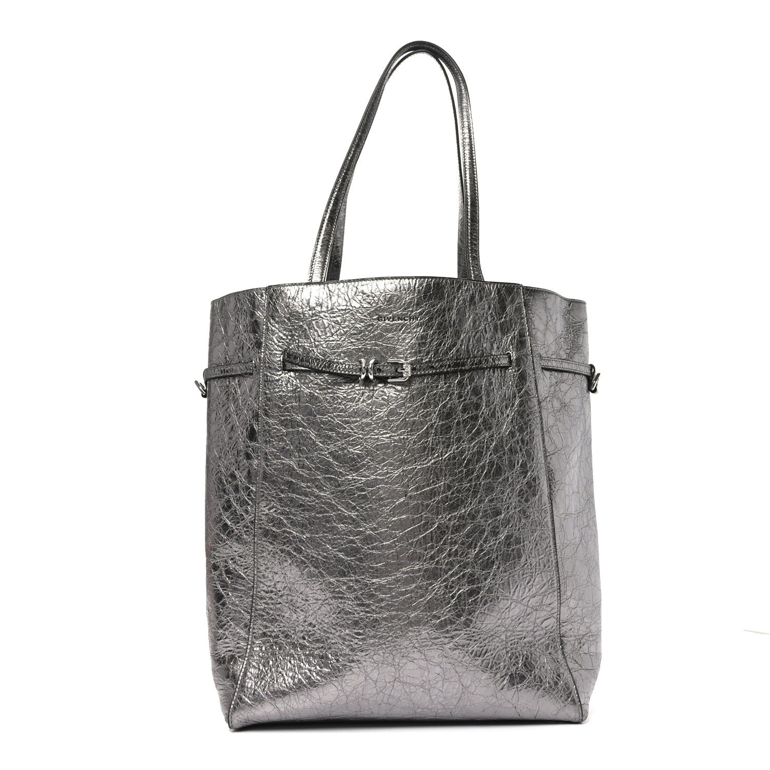 Metallic Calfskin Voyou Medium Tote Bag Silver