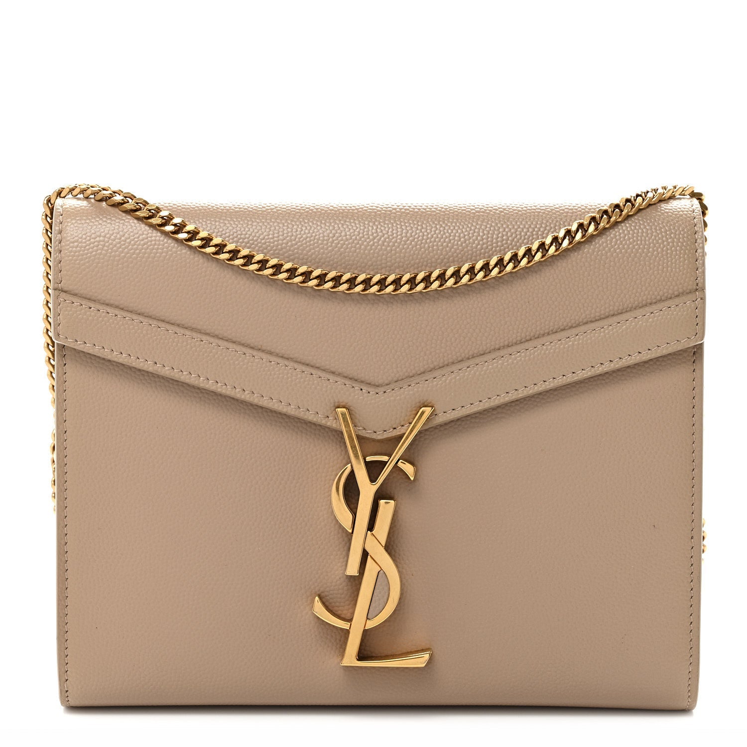 Grain De Poudre Monogram Cassandra Chain Wallet Dark Beige