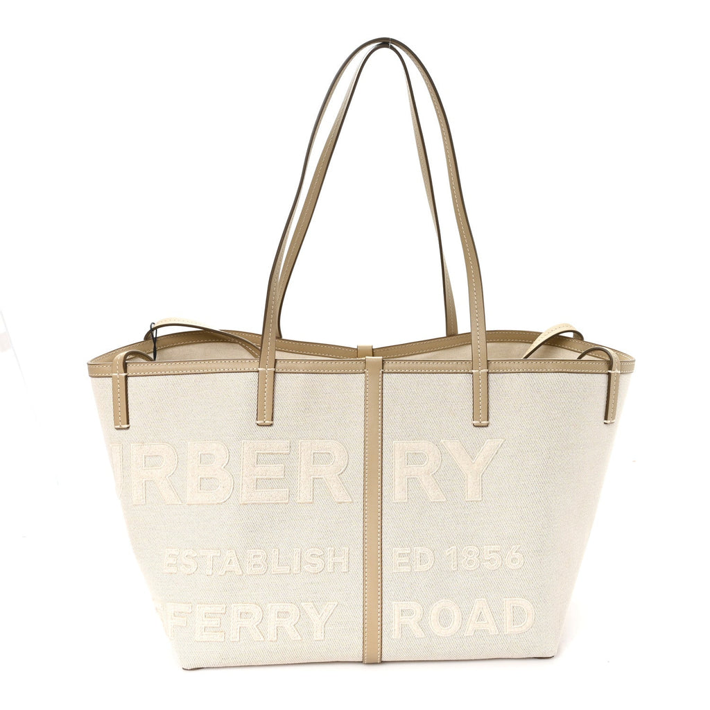 Cotton Canvas Mini Logo Horseferry Tote Bag Off White