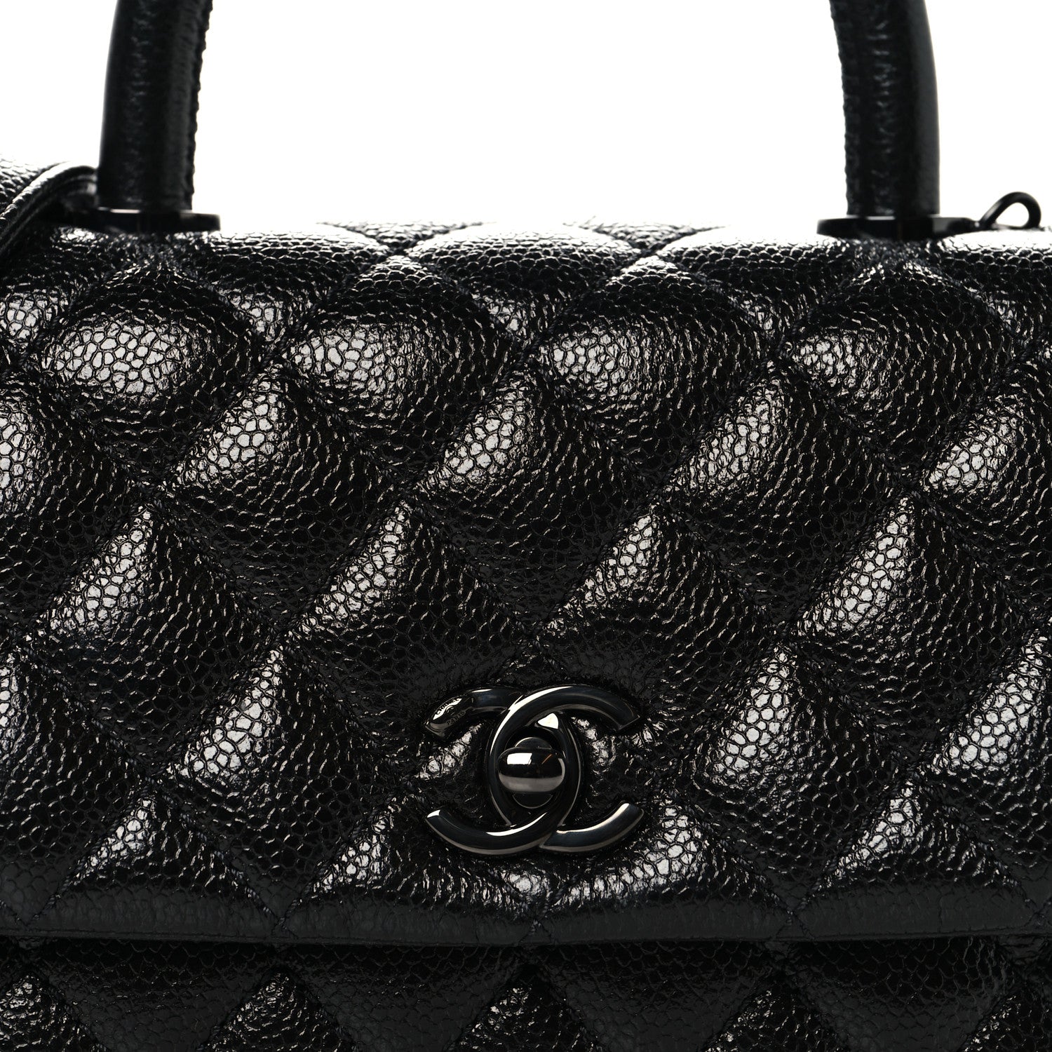 Caviar Quilted Mini Coco Handle Flap So Black