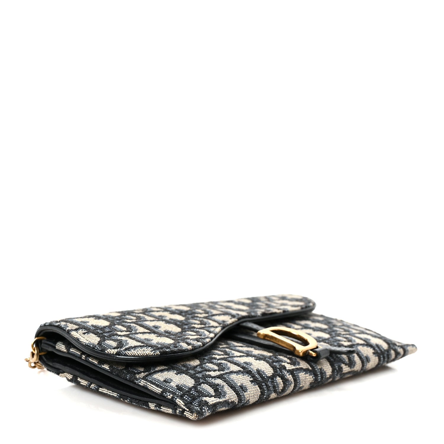 Oblique Saddle Chain Long Wallet Blue