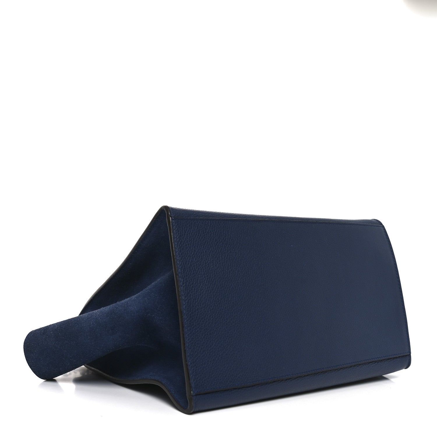 Drummed Calfskin Suede Medium Trapeze Navy Blue