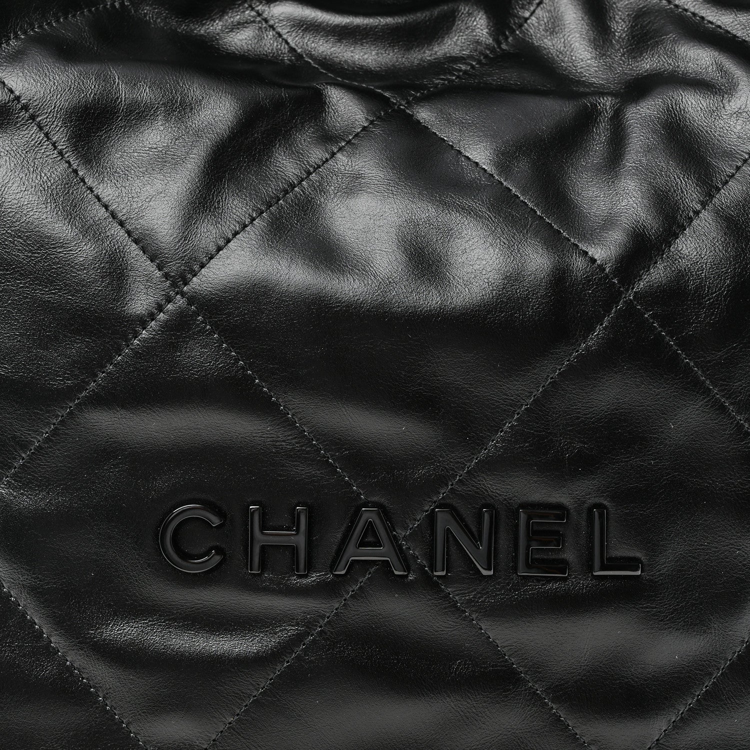 Shiny Calfskin Quilted Chanel 22 So Black