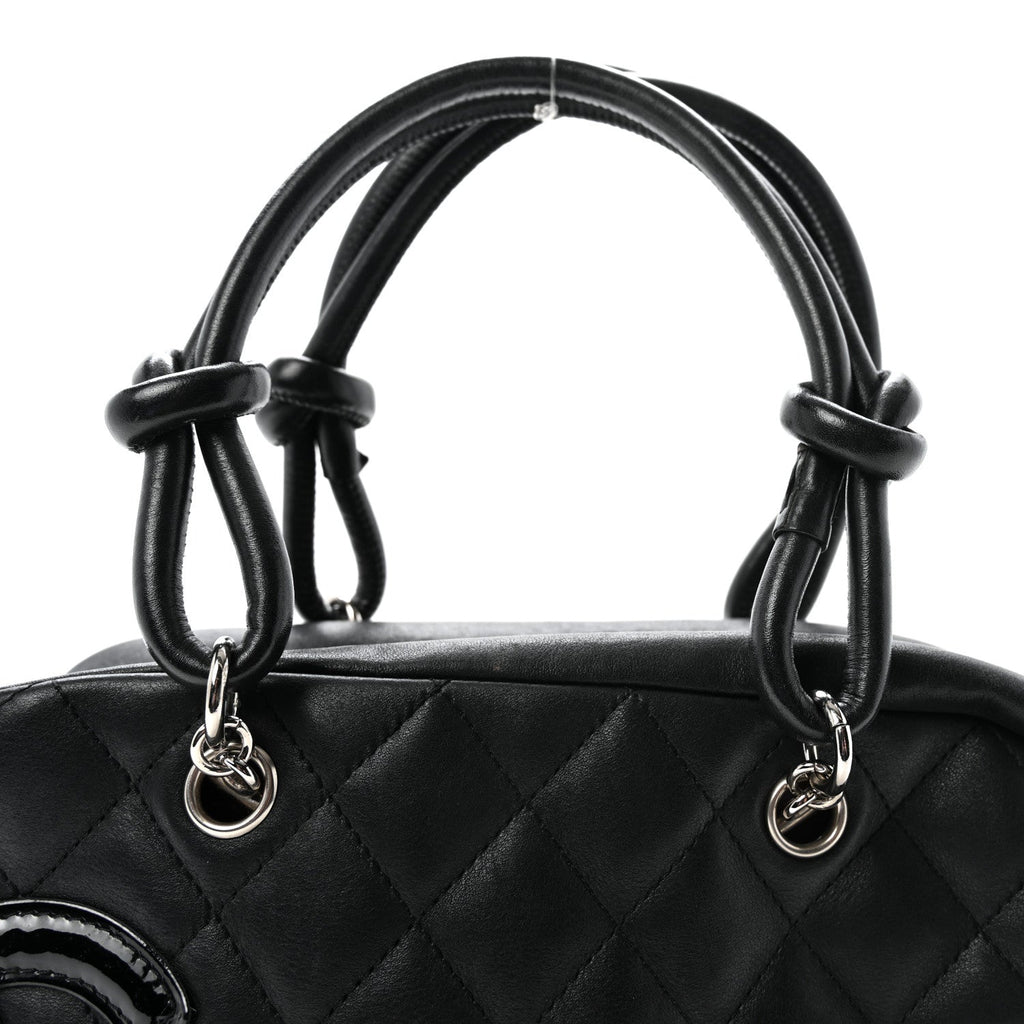Calfskin Quilted Small Cambon Bowler Black