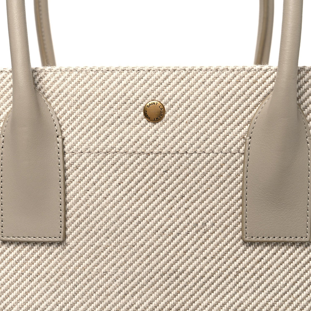 Linen Calfskin Rive Gauche Tote Beige Sea Salt