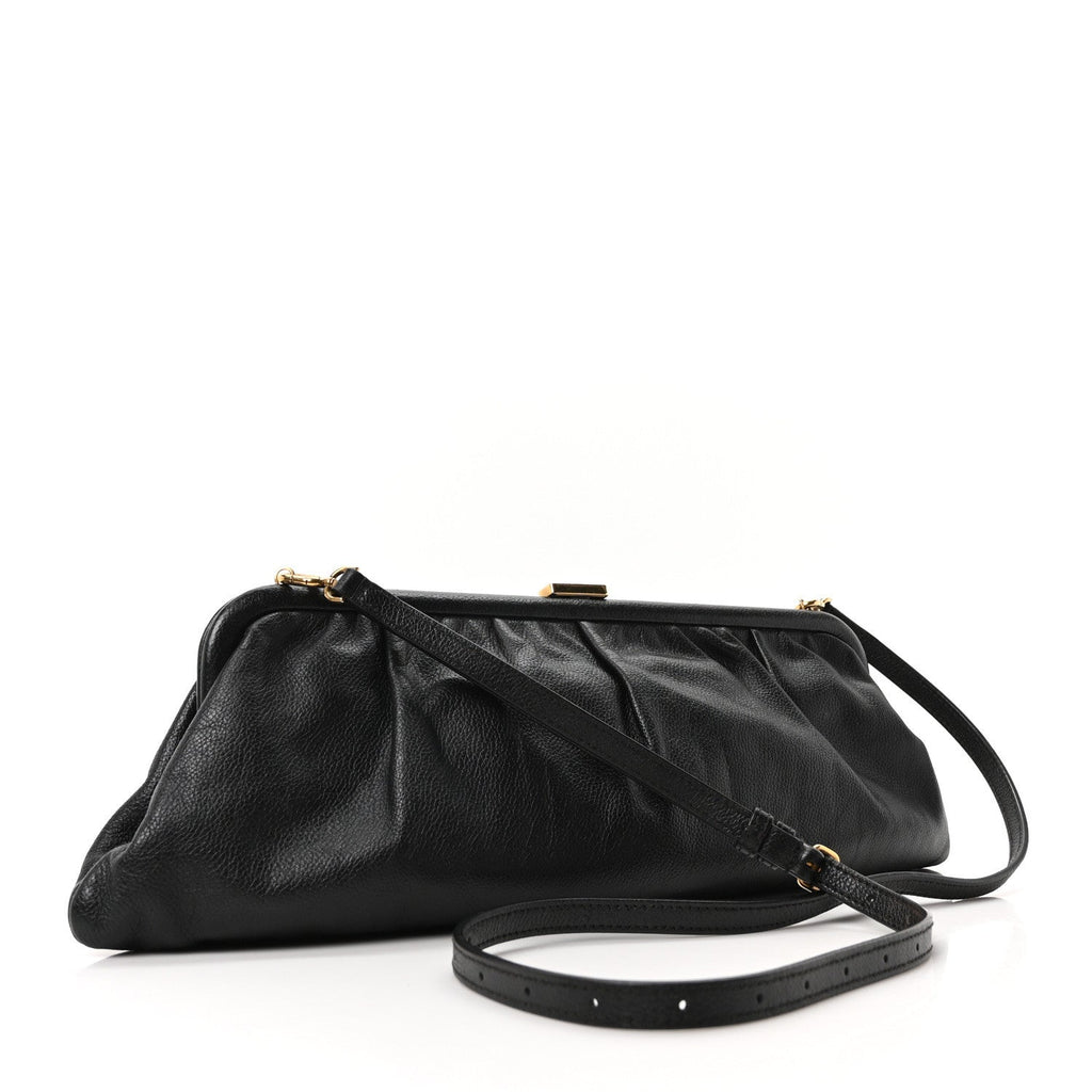Grained Calfskin Logo XL Cloud Clutch Black