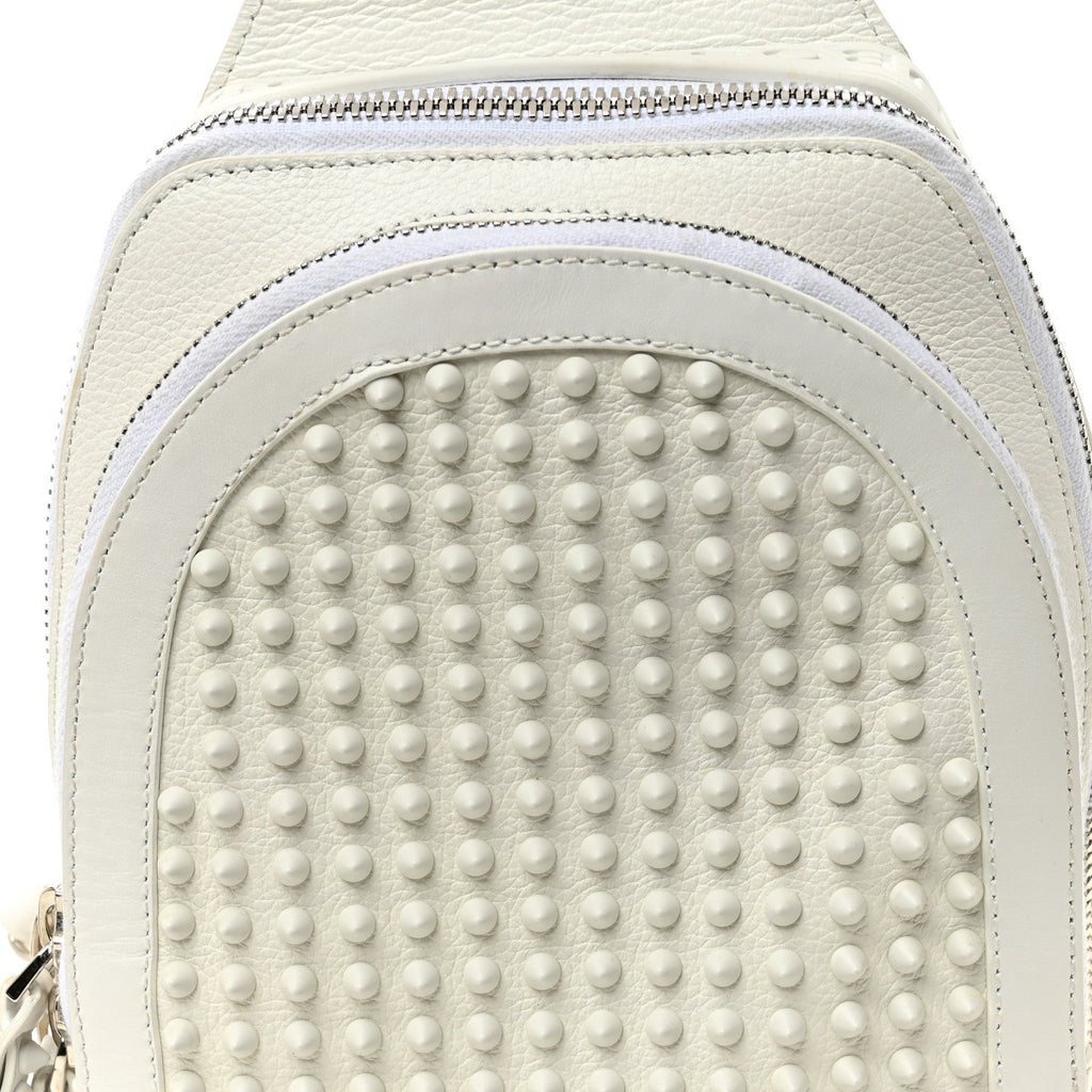 Calfskin Mens Loubifunk Spiked Bag White