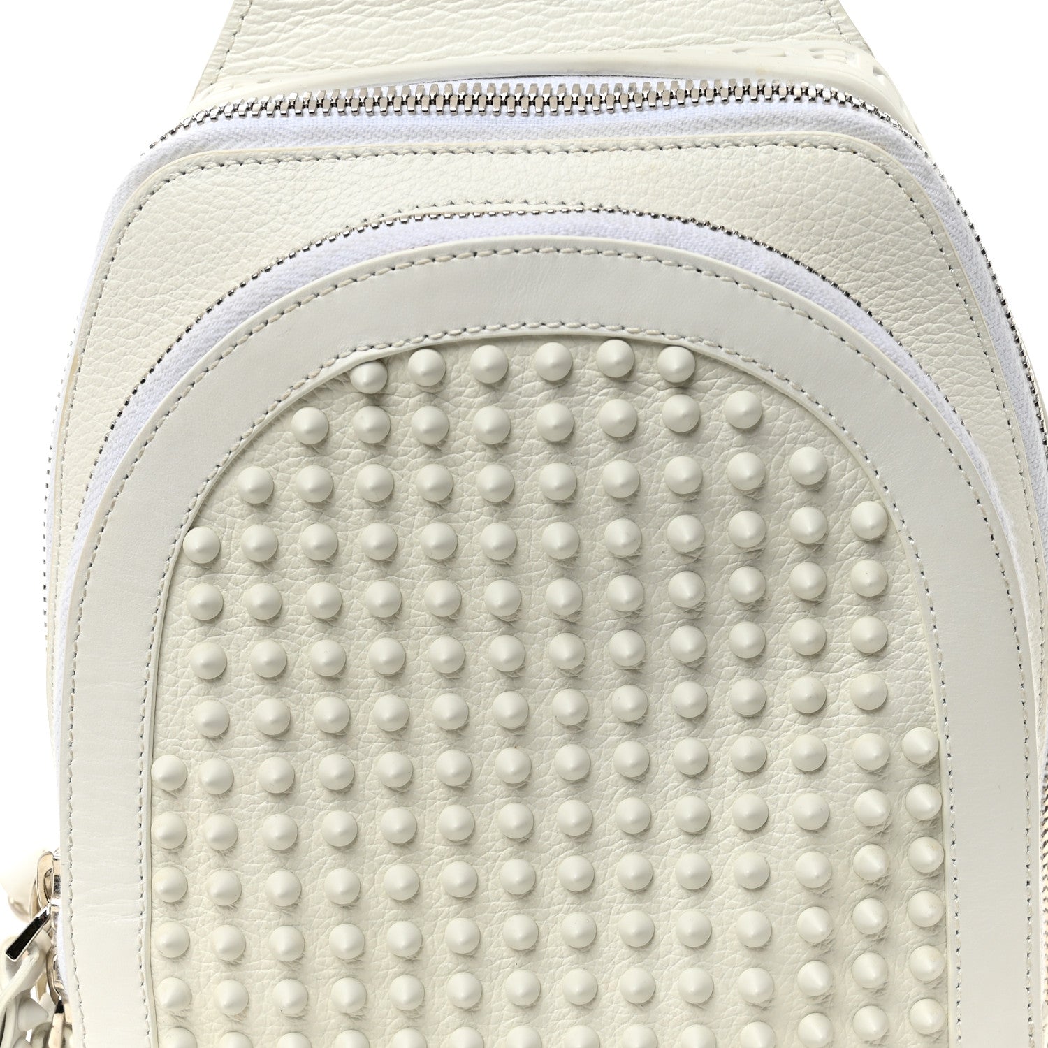 Calfskin Mens Loubifunk Spiked Bag White