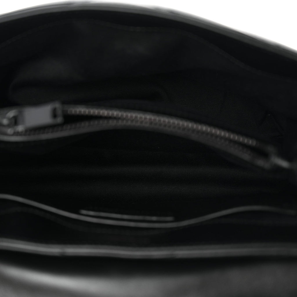 Calfskin Y Quilted Monogram Monochrome Small Loulou Chain Satchel Black