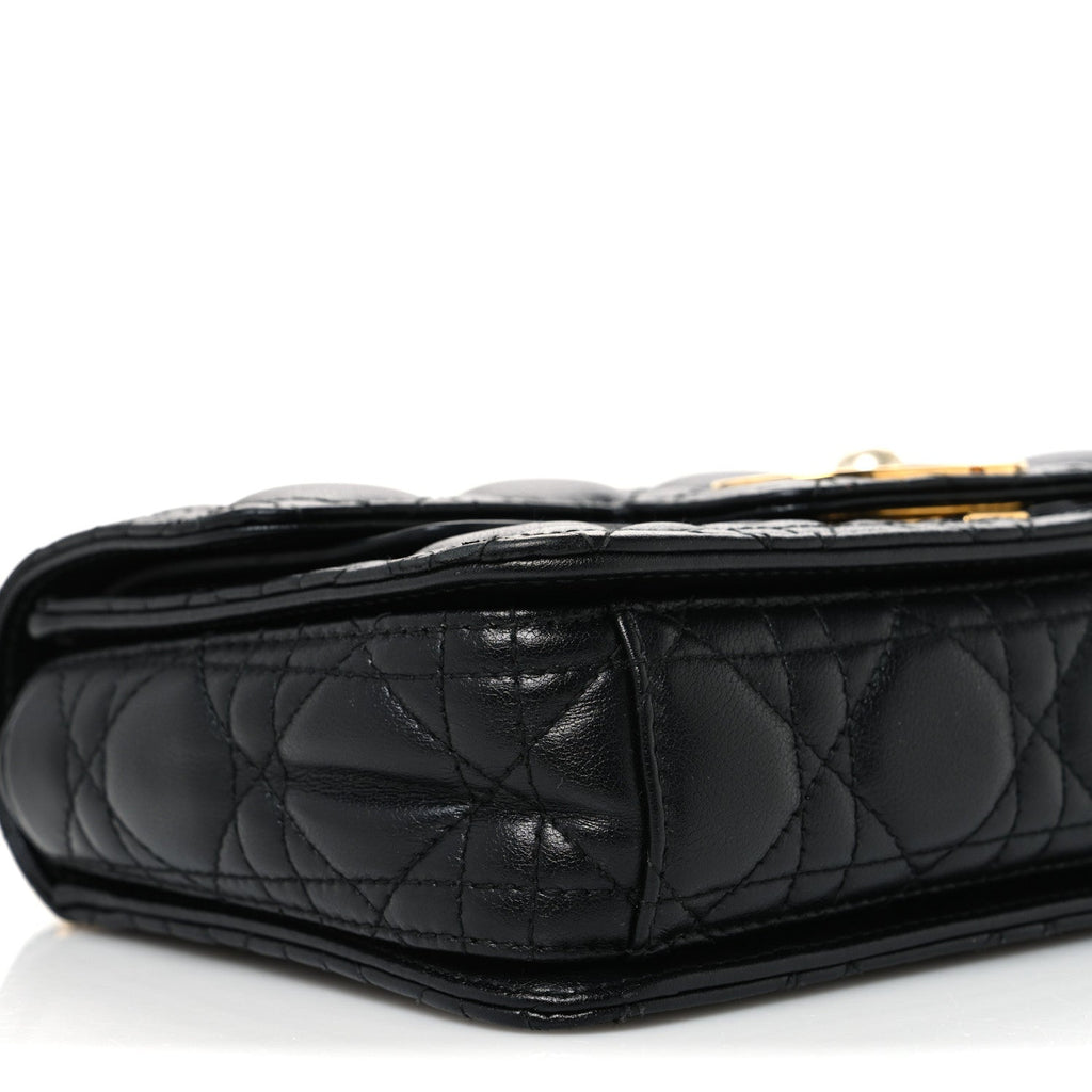 Calfskin Cannage Small Dior Jolie Top Handle Black