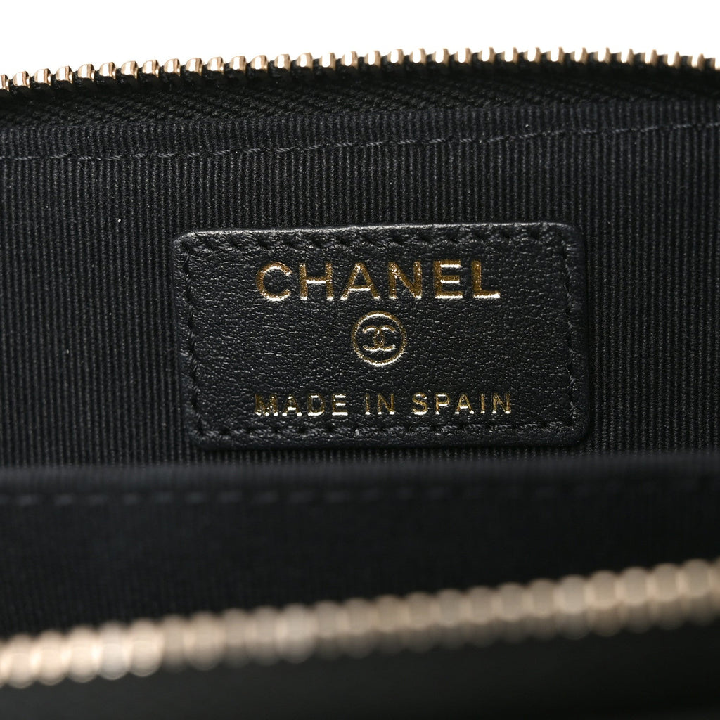 Caviar Quilted Studded CC Zip Card Holder Black