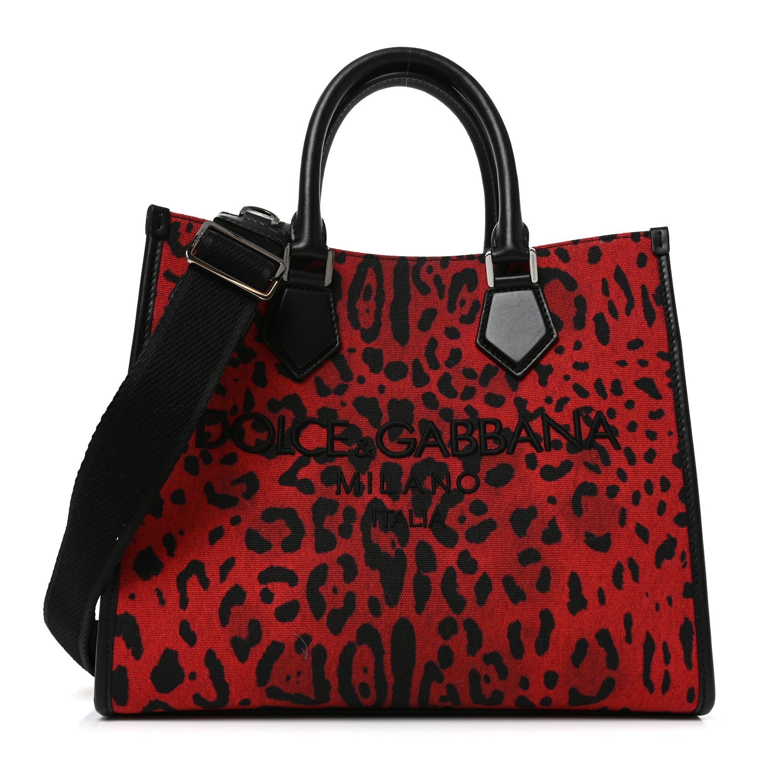 Dauphine Leopard Logo Market Bag Red Black