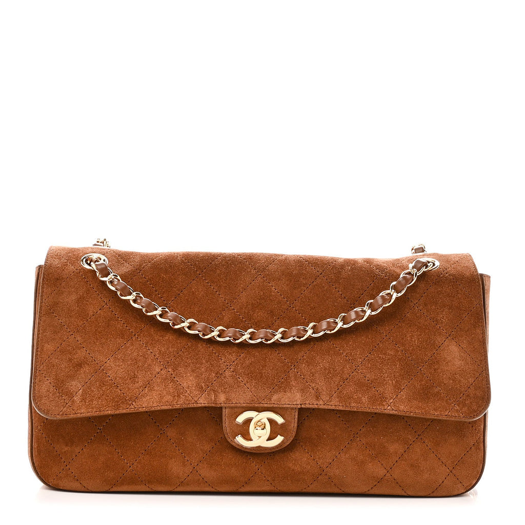 Suede Calfskin Small Souplissimo Maxi Flap Camel