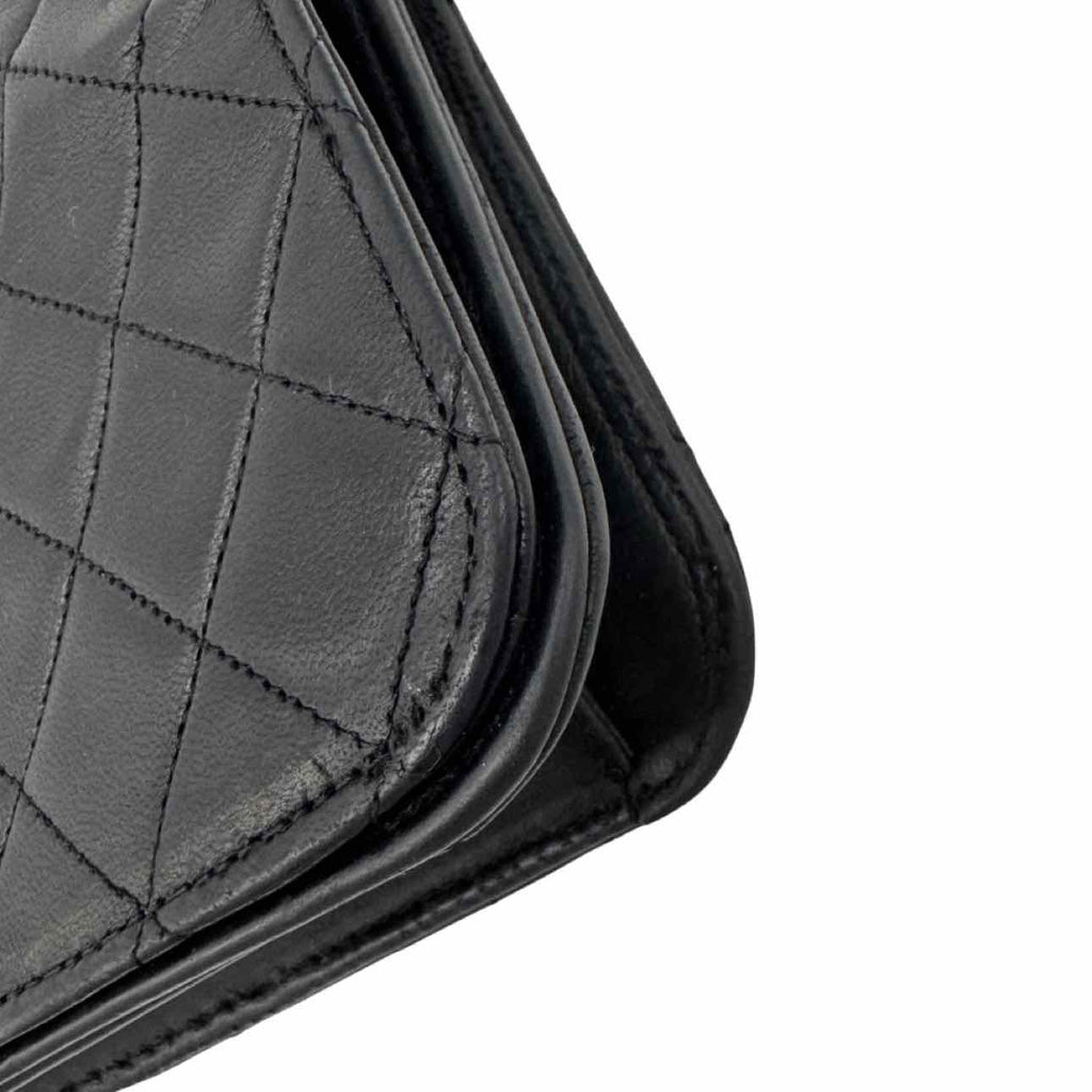 CHANEL Quilted Lambskin Push Lock Small Single Flap Back