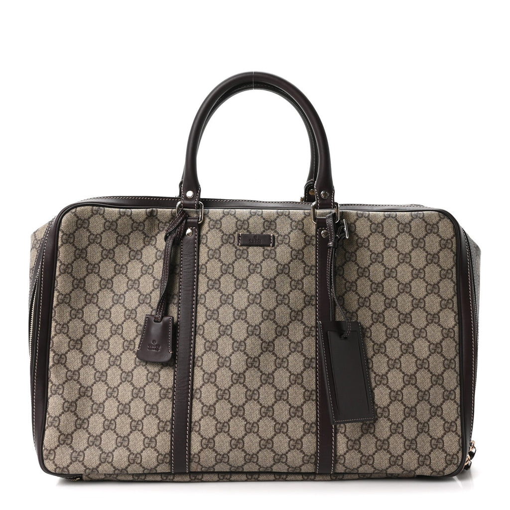 GG Supreme Monogram Medium Double Handle Briefcase Dark Brown