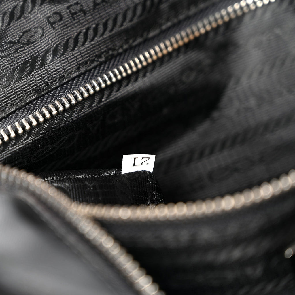 Tessuto Nylon Calfskin Shopping Tote Black