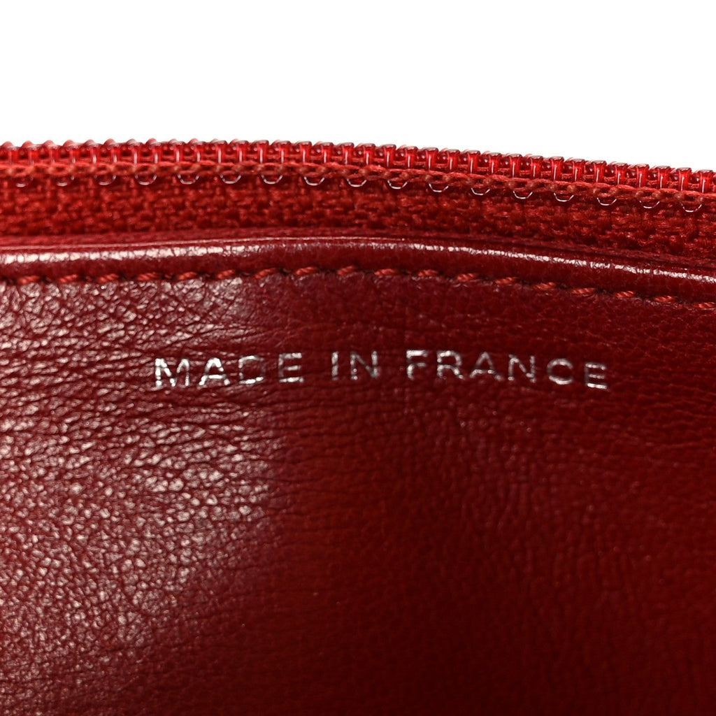 Lambskin Camellia Embossed Wallet on Chain WOC Red