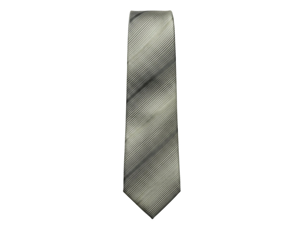 Emporio Armani Striped Tan Green 100% Silk Mens Tie