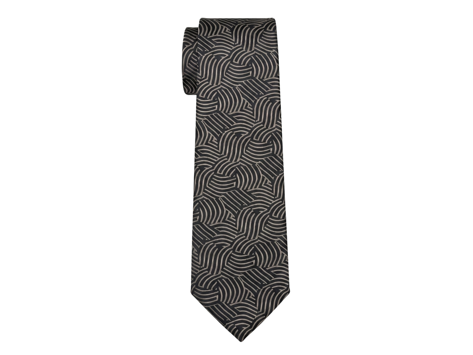 Emporio Armani Black Swirls 100% Silk Mens Tie