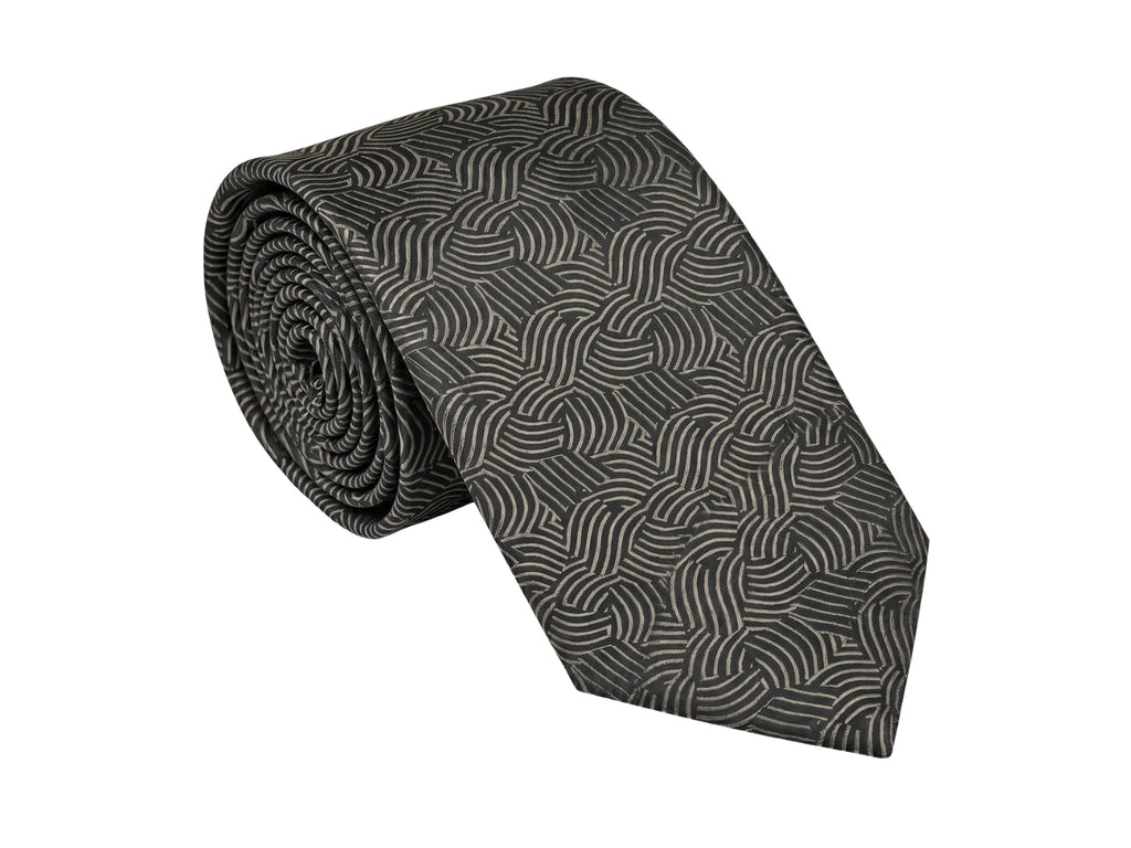 Emporio Armani Black Swirls 100% Silk Mens Tie