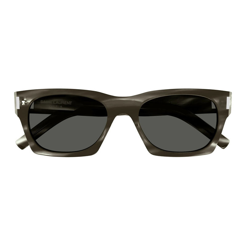 Saint Laurent Sunglasses Square Full Rim, Transparent Frame and Green Lens SL402008